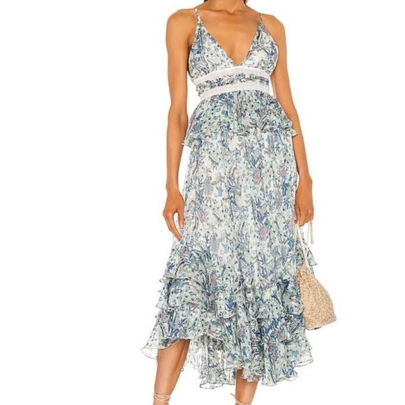 Rococo Sand Blue and White Midi Dress